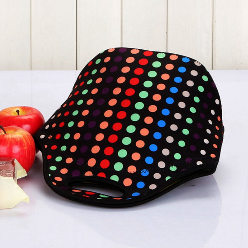 Insulated Neoprene Polka Dot Pattern Lunch Bag 