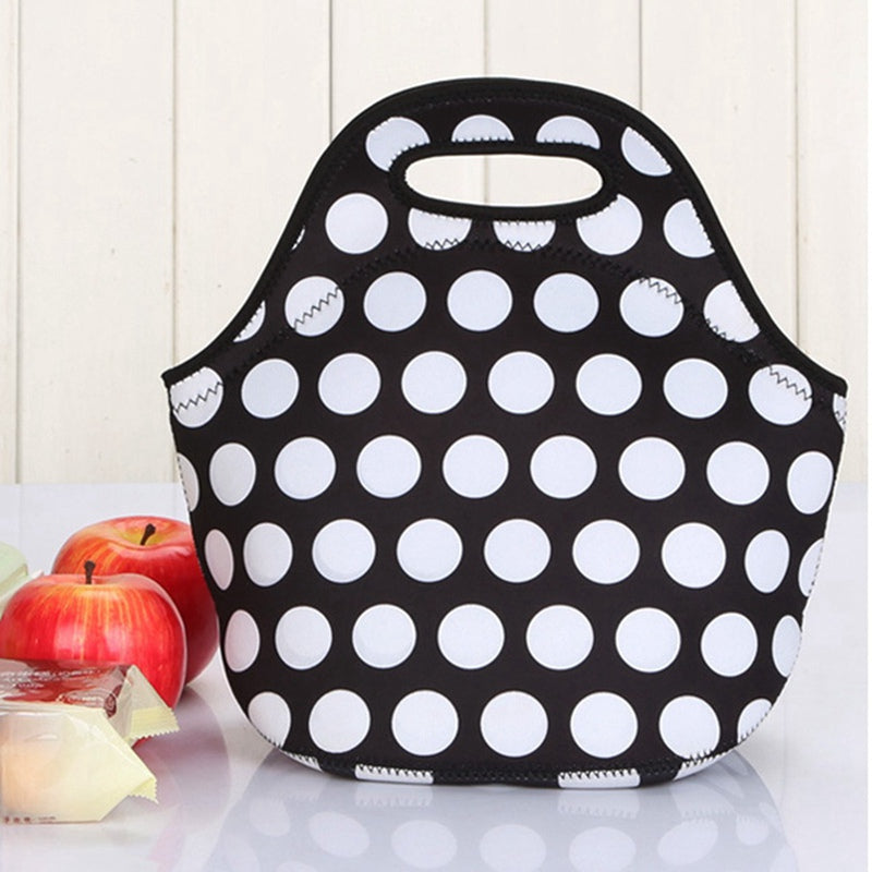 Insulated Neoprene Polka Dot Pattern Lunch Bag 