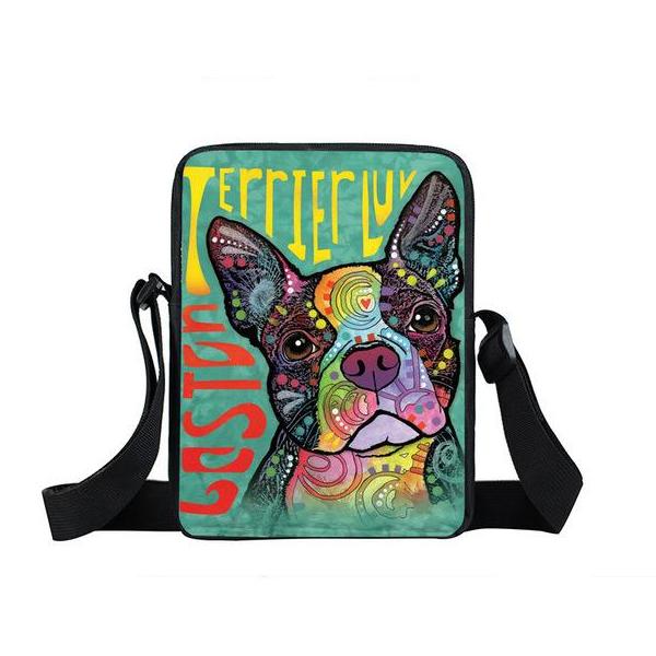 Psychedelic Dog Print Mini Shoulder / Messenger Bag (9