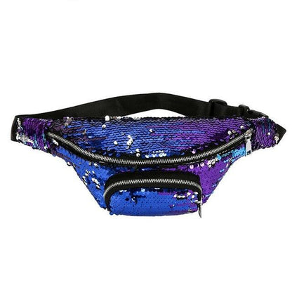 Blue Sequin Waist Bag