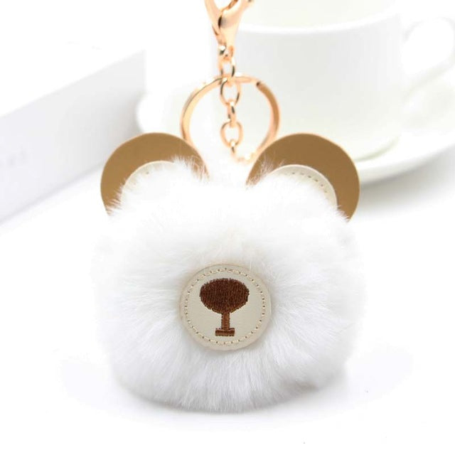 Bear keychain Adorable Bear Bag Charm With Pom New High Quality